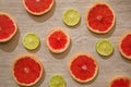 Citrus slices on a beige background.