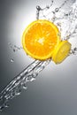 Citrus Slices with Water Splash Royalty Free Stock Photo