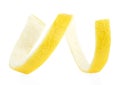 Citrus twist peel - ripe lemon skin isolated on white background