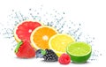 Citrus water splash and berries Royalty Free Stock Photo