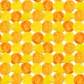 Citrus watercolor pattern with slices of lemon and orange. Bright design with fruits of orange and yellow colors. Design