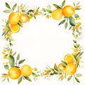 Citrus wreath illustration with lemons, watercolor style