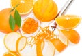 Citrus zester and orange fruits