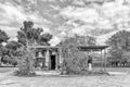 Farm stall, selling citrus fruit, in Citrusdal. Monochrome