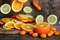 Citruses orange lemon koum quat  food Royalty Free Stock Photo