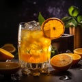 Citrusy Orange and Lemon Drink in Glass with Fresh Oranges