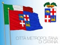 Metropolitan City of Catania, flag and coat of arms, Sicily region, Italy