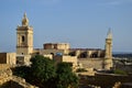 CITTADELLA, GOZO, MALTA - Oct 11, 2014: Side aerial view of Catholic Cathedral at Cittadella Gozo, dedicated to the Assumption of