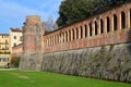 Cittadella Nuova wall-walk, with turret in Pisa, Italy