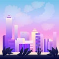 Modern Futuristic City landscape View Vector Illustration Royalty Free Stock Photo