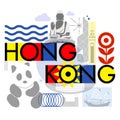 Typography word âHong Kongâ branding technology concept vector Royalty Free Stock Photo