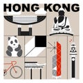 Typography word âHong Kongâ branding technology concept vector Royalty Free Stock Photo