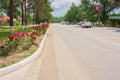 Sovetov street in the city of Abinsk Krasnodar territory is traditionally decorated with roses on the side of the roadway