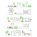 City activities illustration in linear style. Royalty Free Stock Photo