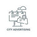 City advertising line icon, vector. City advertising outline sign, concept symbol, flat illustration