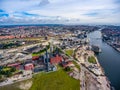 City aerial view over Copenhagen HC Oersted Power Station Royalty Free Stock Photo