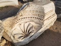 City Agora in Side. Fragments of the agora. Agora in ancient Side. Colonnaded wall. Ruin. Turkey