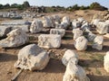 City Agora in Side. Fragments of the agora. Agora in ancient Side. Colonnaded wall. Ruin. Turkey