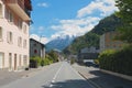 City in Alps. Vernayaz, Martigny, Switzerland