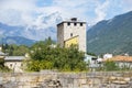 City of Aosta and in the background the Mont Blanc, Italy Royalty Free Stock Photo