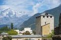 City of Aosta and in the background the Mont Blanc, Italy Royalty Free Stock Photo