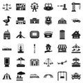 City architecture icons set, simple style