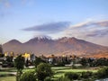 City of Arequipa, Peru with its iconic volcano Chachani in the