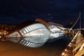 City of Arts and Sciences hemisferic building night view, Valencia, Spain