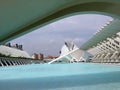 View under a bridge of the city of the Arts and the Sciences to Valencia in Spain.