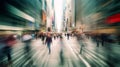 city as you witness a blur of business people walking through the streets, Generative AI