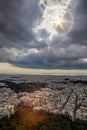 City of Athens against dramatic sky in Greece Royalty Free Stock Photo