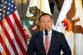 City Attorney David Chiu speaking at a Press Conference at City Hall