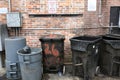 City Back Alley with Garbage Cans Wide Shot