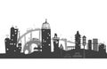 City background made of many building silhouettes