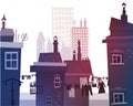 City background made of many building silhouettes