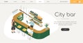 City bar - modern colorful isometric web banner