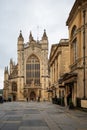 City of Bath, UK. 07-08-2021. Afternoon sightseeing of Bath Abbey next to restored Roman Baths