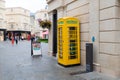 City of Bath, UK. 08-07-2021. Defibrillator street booth. Unused phone box converted to accommodate life saving equipment