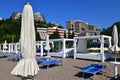 City beach in the resort area in Becici, Budva