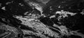 City of Belloinzona in Switzerland - view from Gotthard Pass in black and white