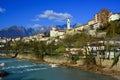 The city of Belluno seen from the Piave river