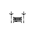 City bench black icon concept. City bench flat vector symbol, sign, illustration.