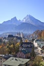 The city of Berchtesgaden in front of the Watzmann Mountains