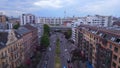 Fantastic aerial top view flight drone. Berlin train station building