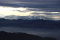 City of Bern in the fog. Gurten and Gantrisch mountain in the background Royalty Free Stock Photo