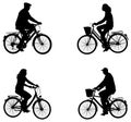 City bicyclists silhouettes Royalty Free Stock Photo