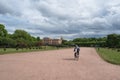 City bike rides. View of the summer cityscape in St. Petersburg