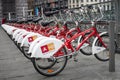 City bikes for rent in Antwerp Belgium Royalty Free Stock Photo