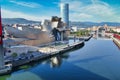 City of Bilbao with Guggenheim museum in the foreground and Iberdrola tower in the background