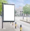 City billboard with white display and commercial marketing use Royalty Free Stock Photo